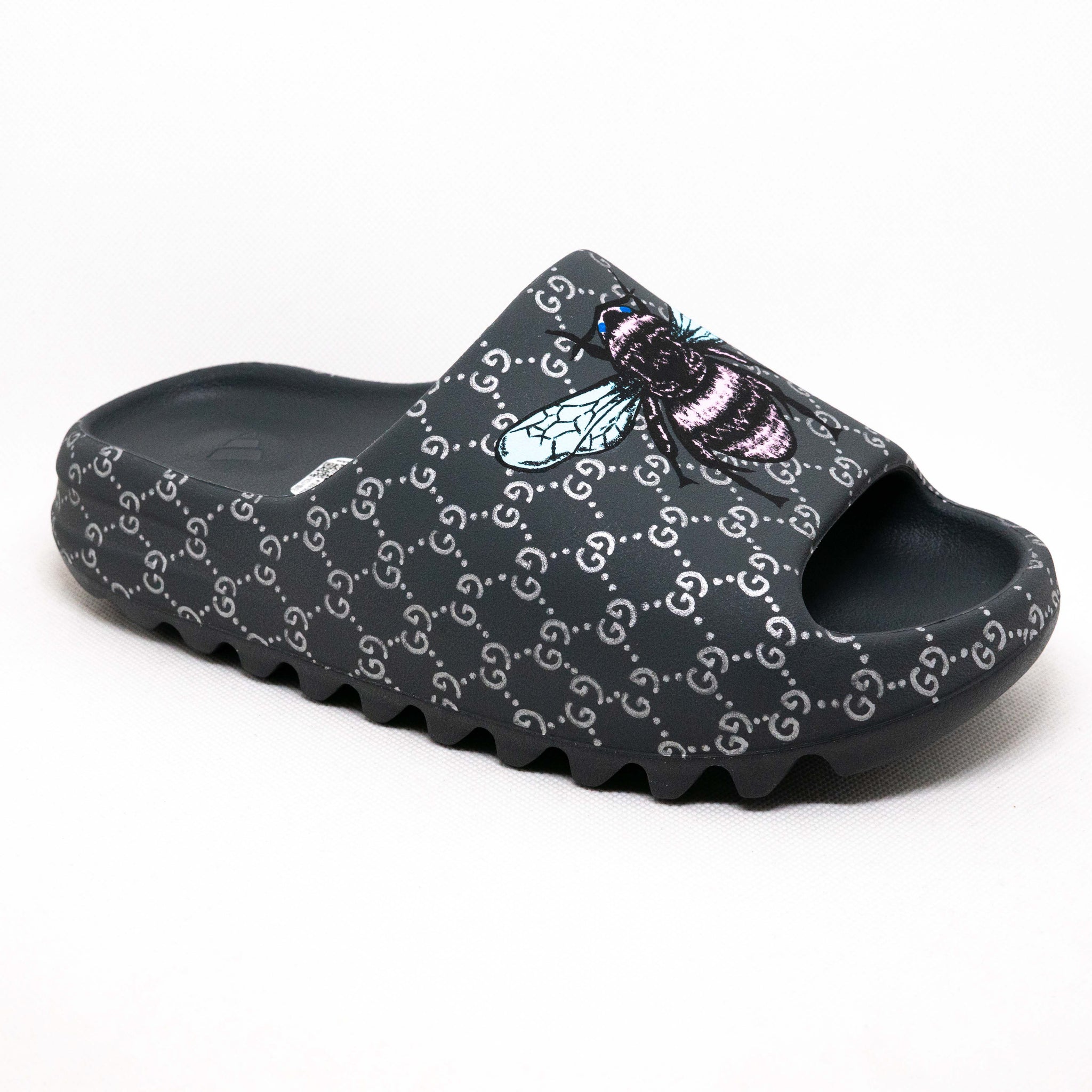 Yeezy SLIDES SLATE GREY GUCCI CUSTOM - Main Image